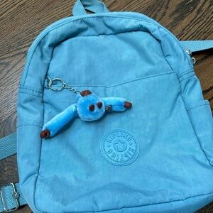Kipling Blue Backpack with Monkey Keychain